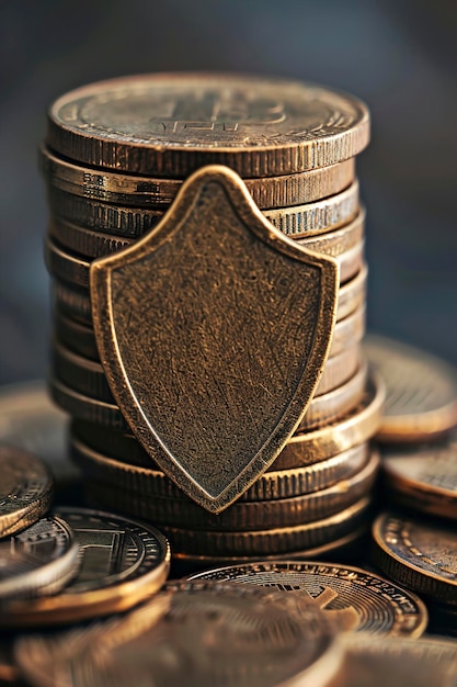 A conceptual image of a shield protecting a stack of coins, symbolizing the importance of compliance in protecting client assets and maintaining trust.